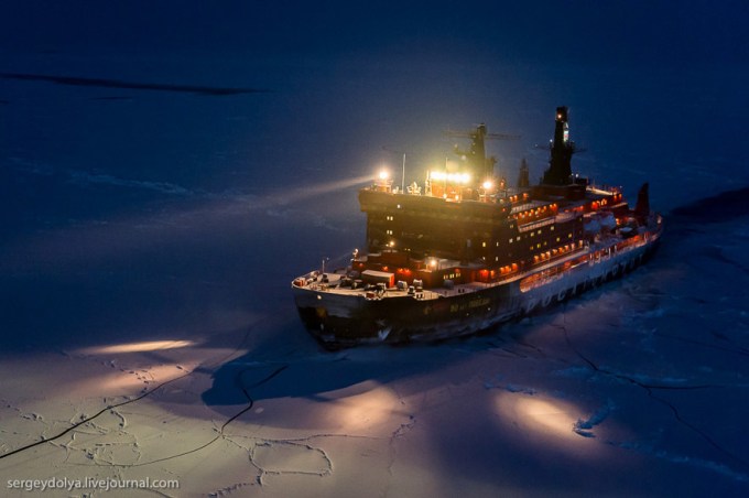 Ice Breaker Ship at the North Pole Making way for the Ships