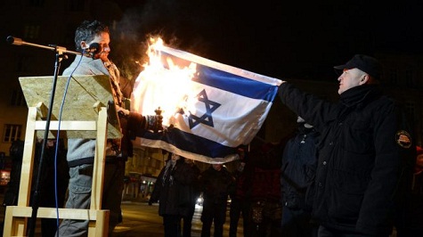 Hungarian MP Balazs Lenhardt Burns Israeli Flag