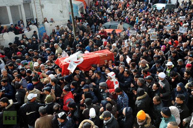 TUNISIA-POLITICS-UNREST-OPPOSITION-FUNERAL