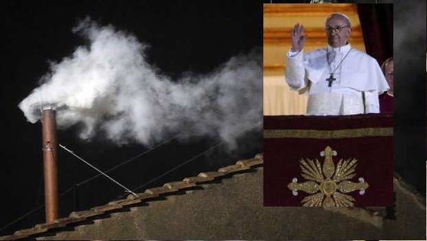 New Pope Elected White Smoke Released from the Chimney