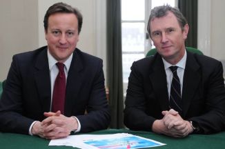 British PM David Cameron with MP Nigel Evans