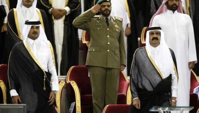 Qatar crown Prince tamim bin Hammad al Thani takes the Gaurd of Honour