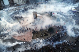 Turkish Protester in Taksim Square Tear Gassed
