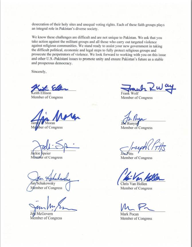 US Congress Men Letter to Nawaz Shariff on Shia Genocide in Pakistan. a