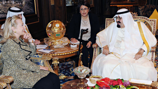 Saudi King Abdullah with Hilary Clinton