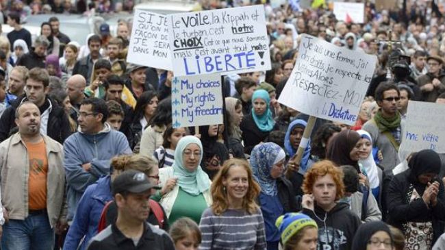 Protest in Quebec against the Ban on wearing Hijab 2013
