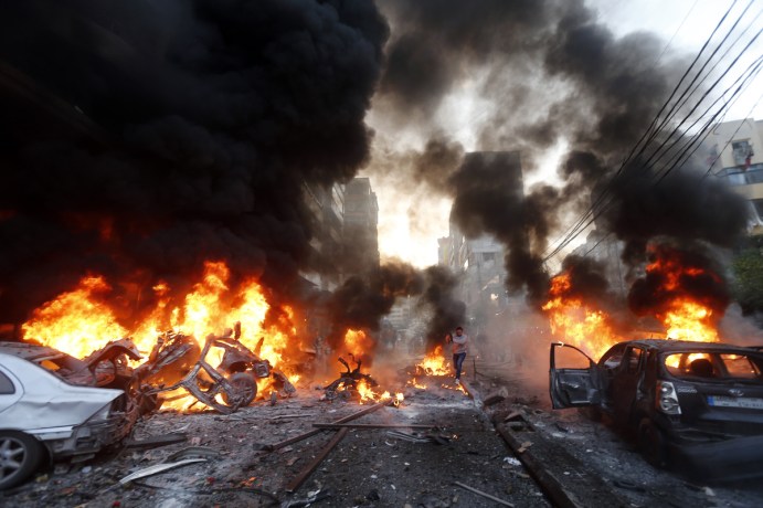 Bomb Blast at the Al Manar TV Building in Beirut , Lebanon m