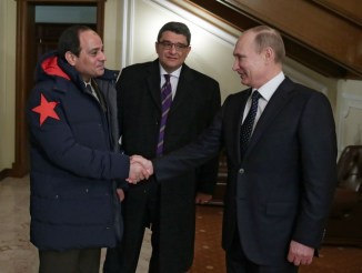 Russian President Putin meets Egyptian General Sisi on his tour to Moscow