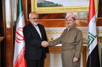 Iraq's Kurdish President Barzani with Irani FM Javad Zarif