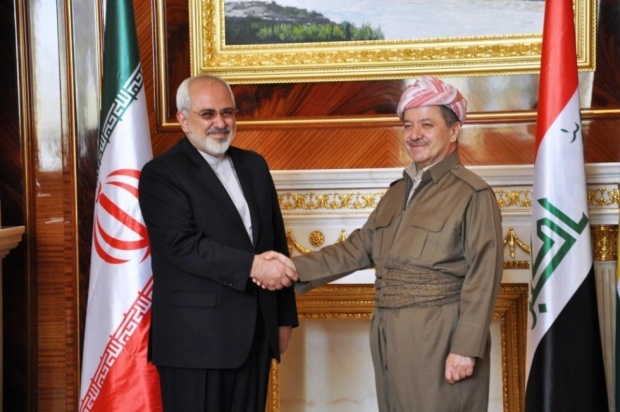 Iraq's Kurdish President Barzani with Irani FM Javad Zarif