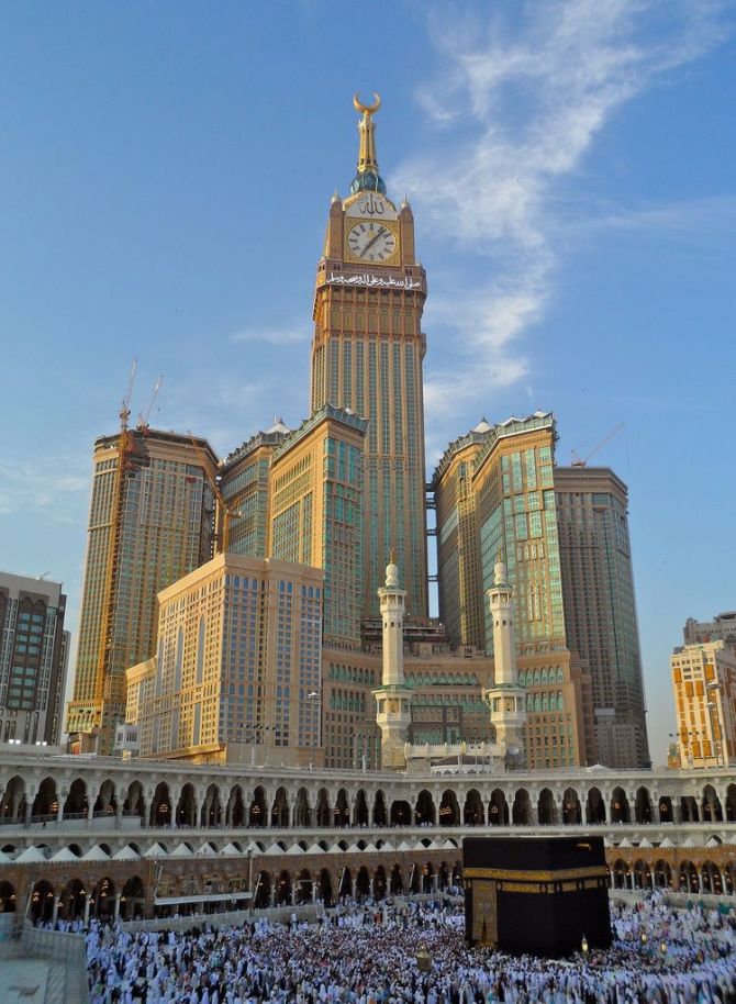 Grand Mosque Holy Kabaa over shadowed by sky Scrappers around it 2