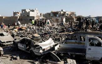 Saudi Arabian Air Strike at Houthi Strong Hold