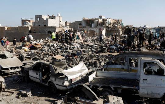 Saudi Arabian Air Strike at Houthi Strong Hold