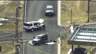Video grab shows aerial view of shooting scene at the National Security Agency at Fort Meade in Maryland