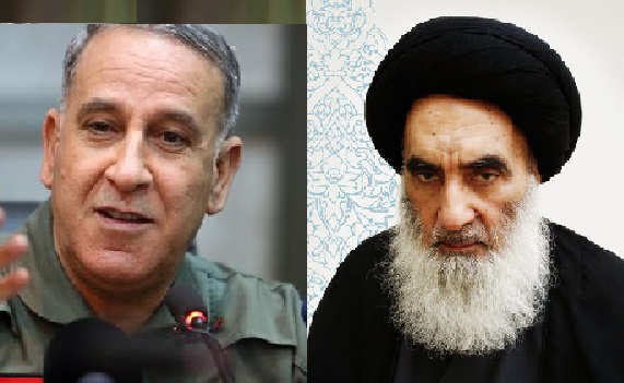 Iraqi Defence Minister Khalid Al Obedi with Ayat ullah Sistani