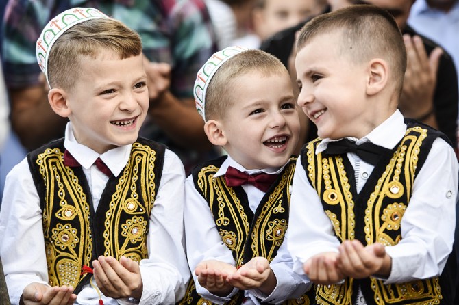 Muslim Children in Kosovo celebrating Eid ul Fitr