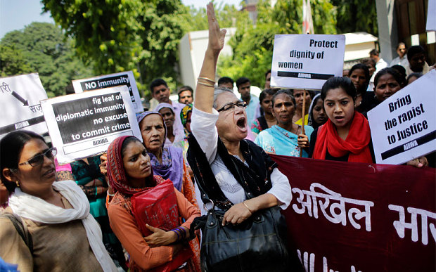 Indian Women Protest at Saudi Embassy Against Diplomat Accused of Rape