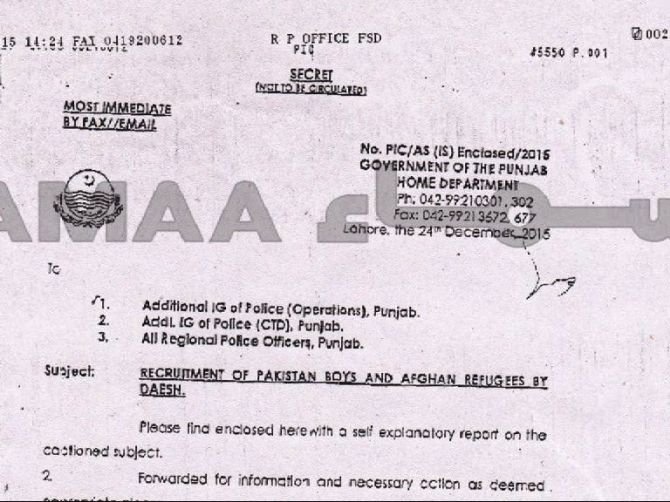 Daesh Recruitment from Lahore , Punjab 2015