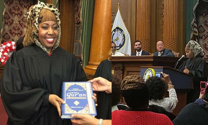 Judge Carolyn Walker-Diallo, US Muslim Woman , takes Oath as Civil Judge