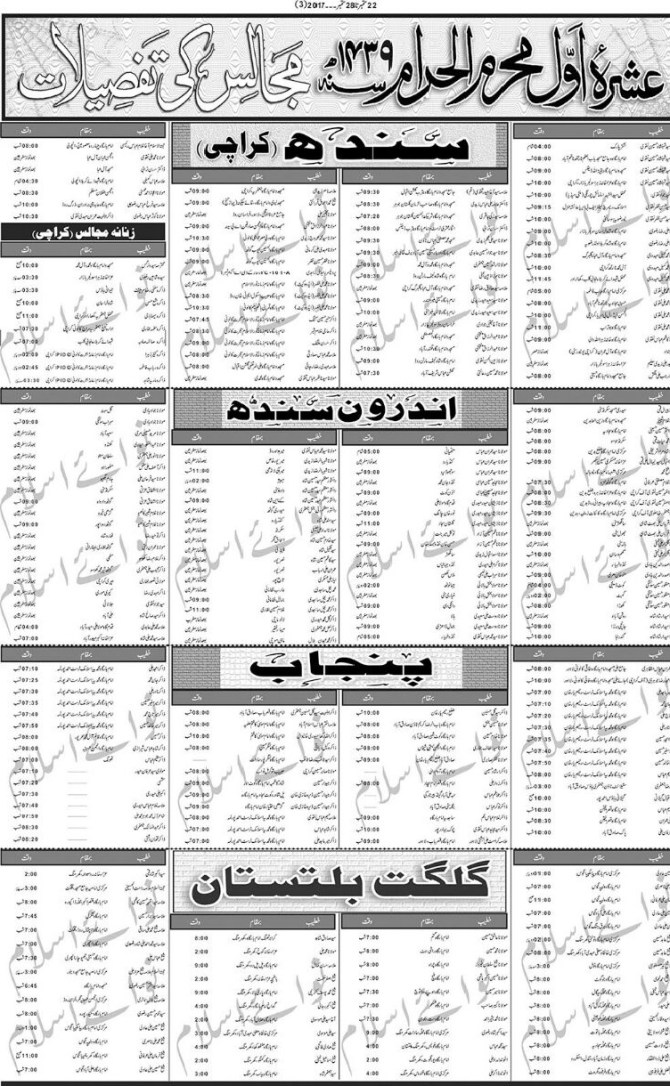 Ashra e Majalis Pakistan 2017